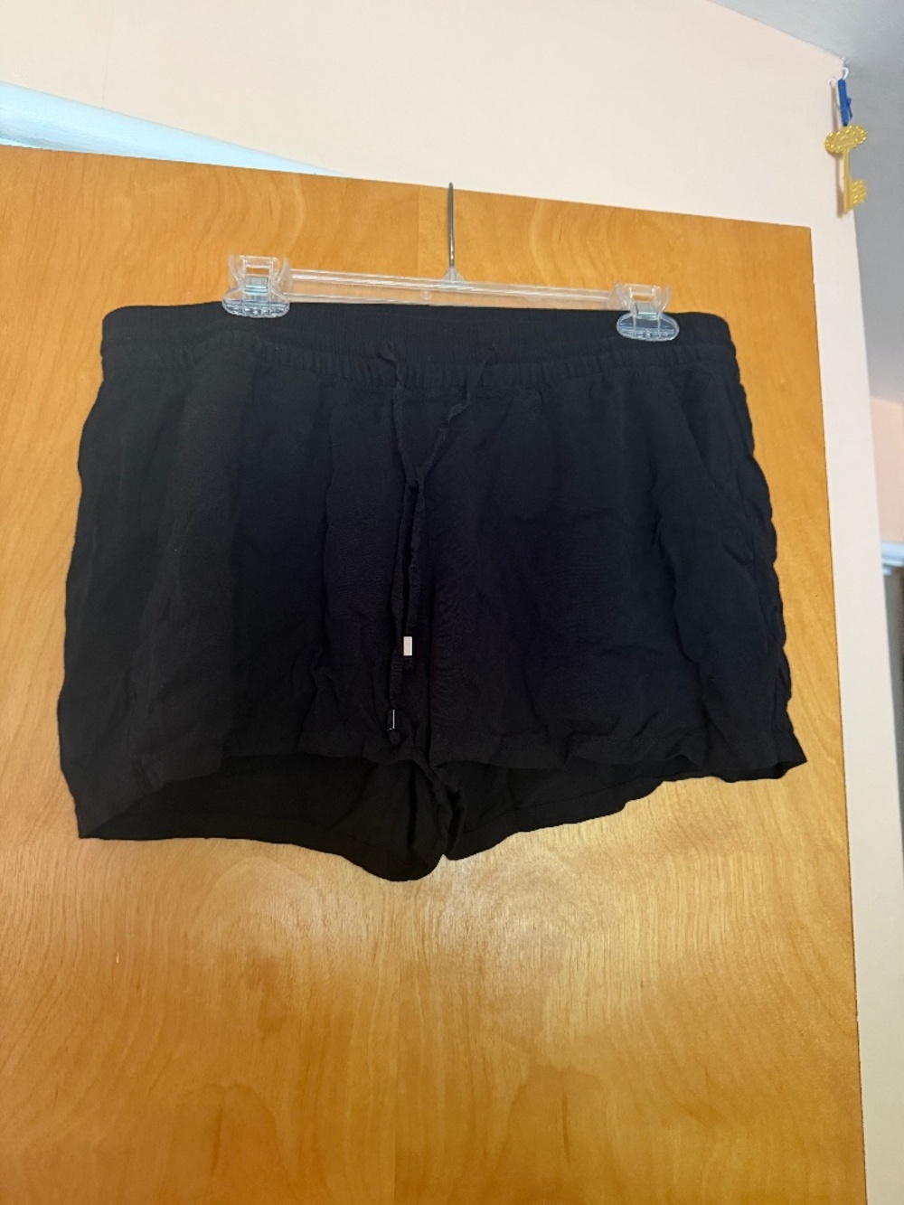 Old Navy Black Linen Drawstring Shorts, Size L